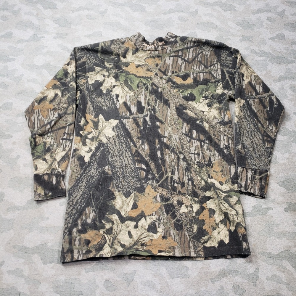 VTG Mossy‎ Oak Shirt Mens Large Green Pullover Long Sleeve Made In USA